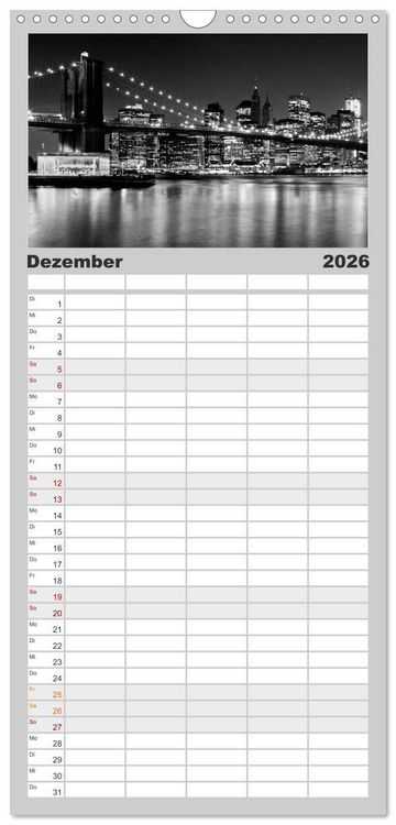 Produktbild: Familienplaner 2026 - NEW YORK Urbaner Flair mit 5 Spalten (Wandkalender, 21 x 45 cm) CALVENDO