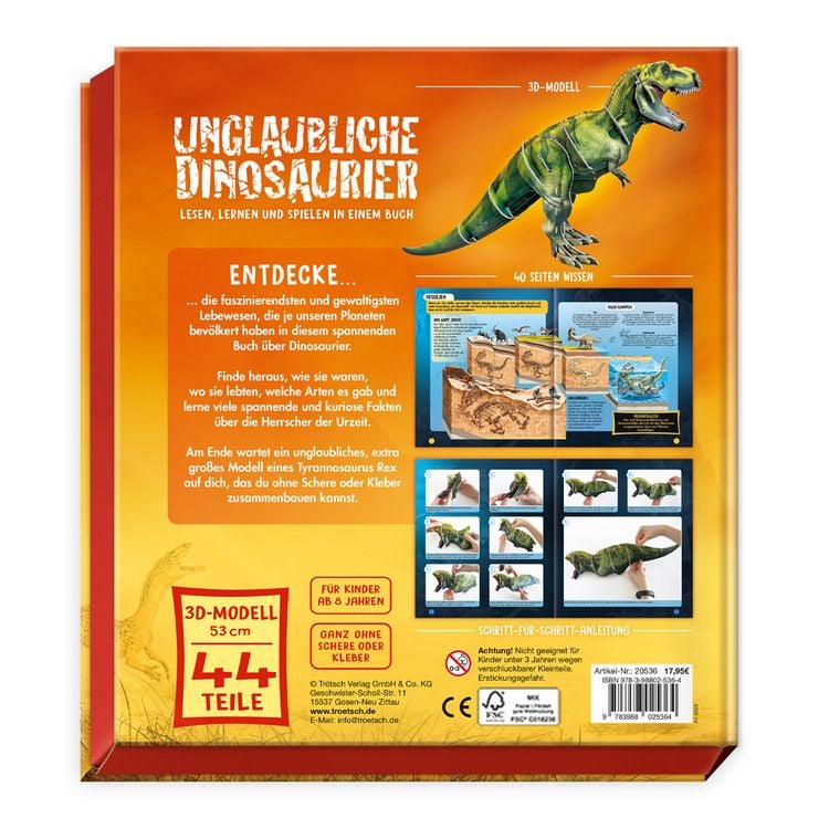 Produktbild: TR&Ouml;TSCH - Box 3D-Steckset Unglaubliche Dinosaurier| Ab 8 Jahren