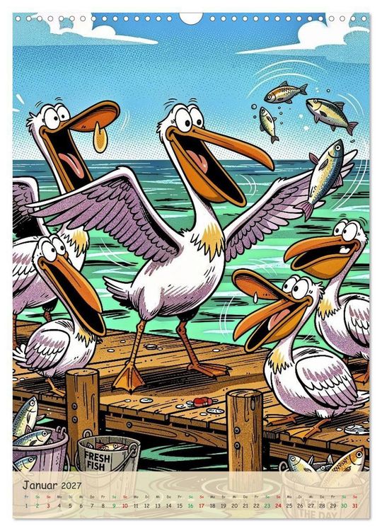 Produktbild: Lustige Pelikane - Comic (Wandkalender 2027 DIN A3 hoch), CALVENDO Monatskalender