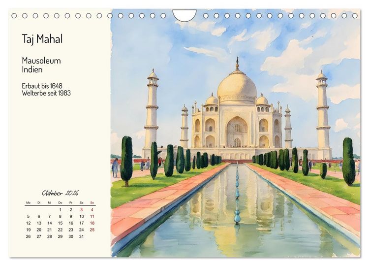 Produktbild: Welterbest&auml;tten von der Antike bis in die Neuzeit (Wandkalender 2026 DIN A4 quer), CALVENDO Monatskalender