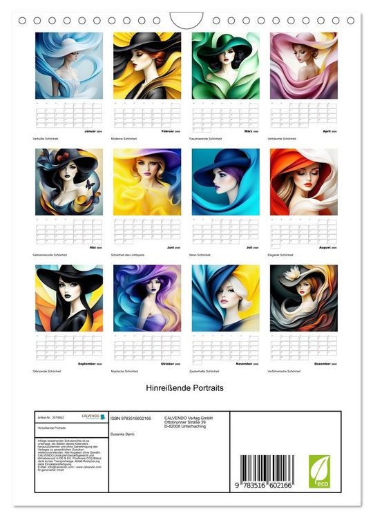 Produktbild: Hinrei&szlig;ende Portraits (Wandkalender 2026 DIN A4 hoch), CALVENDO Monatskalender