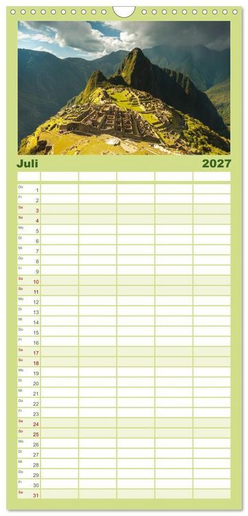 Produktbild: Familienplaner 2027 - Geheimnisvolles Peru mit 5 Spalten (Wandkalender, 21 x 45 cm) CALVENDO