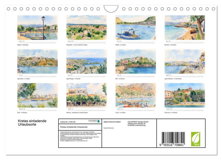 Produktbild: Kretas einladende Urlaubsorte (Wandkalender 2026 DIN A4 quer), CALVENDO Monatskalender
