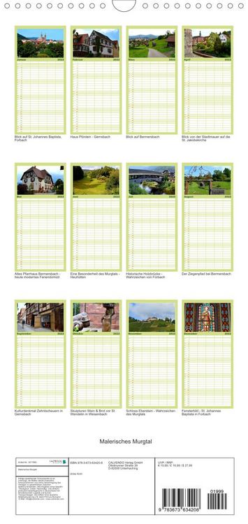 Produktbild: Familienplaner Malerisches Murgtal (Wandkalender 2022 , 21 cm x 45 cm, hoch)