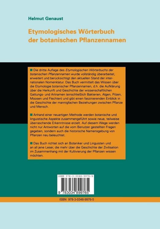 Produktbild: Etymologisches W&ouml;rterbuch der botanischen Pflanzennamen