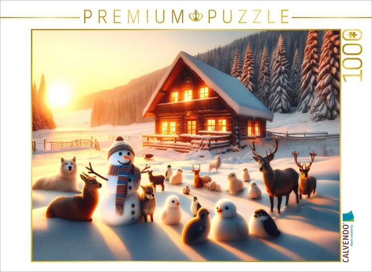 Produktbild: CALVENDO Puzzle Winterliches Abendgl&uuml;hen | 1000 Teile Lege-Gr&ouml;&szlig;e 64x48cm Foto-Puzzle f&uuml;r gl&uuml;ckliche Stunden