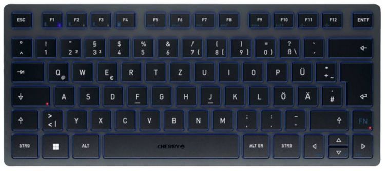 Produktbild: CHERRY KW 7100 MINI BT Bluetooth&reg; Tastatur Deutsch, QWERTZ Blau Ger&auml;uscharme Tasten, Multipair-Funktion