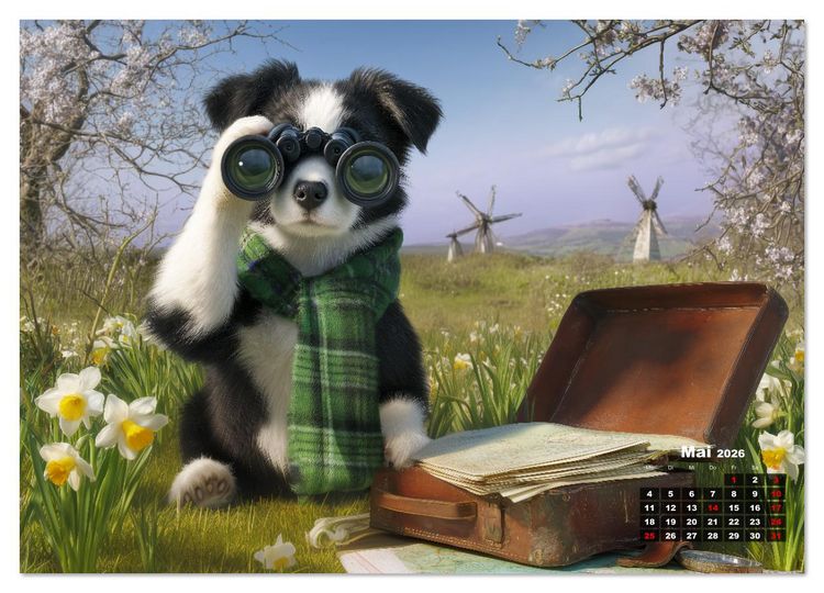 Produktbild: Die Sp&uuml;rnasen - 12 Hunde, 12 F&auml;lle, der Kinderkalender f&uuml;r Detektive (hochwertiger Premium Wandkalender 2026 DIN A2 quer), Kunstdruck in Hochglanz
