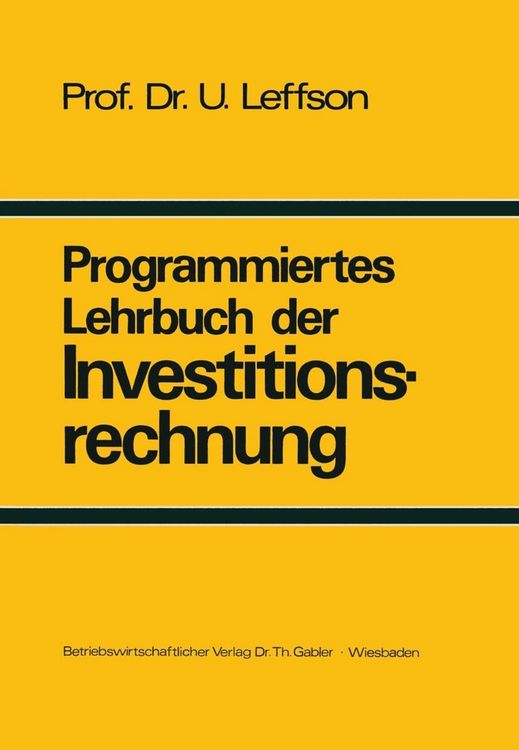 Produktbild: Programmiertes Lehrbuch der Investitionsrechnung