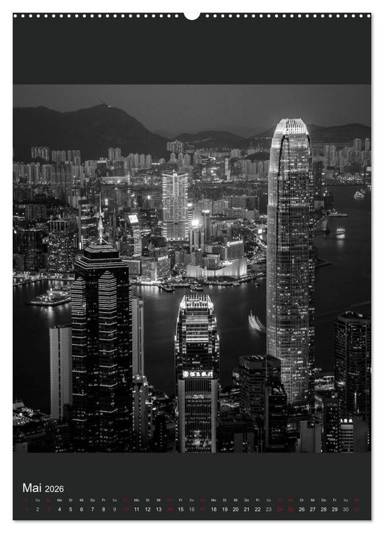 Produktbild: Hongkong schwarzwei&szlig; (hochwertiger Premium Wandkalender 2026 DIN A2 hoch), Kunstdruck in Hochglanz