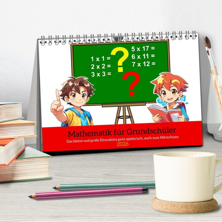 Produktbild: Mathematik f&uuml;r Grundsch&uuml;ler (Tischkalender 2026 DIN A5 quer), CALVENDO Monatskalender