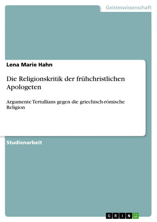 Produktbild: Die Religionskritik der fr&uuml;hchristlichen Apologeten