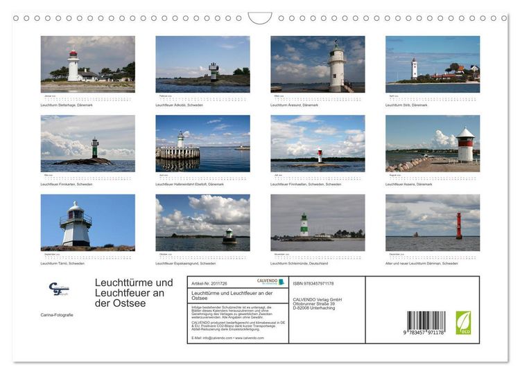 Produktbild: Leuchtt&uuml;rme und Leuchtfeuer an der Ostsee (Wandkalender 2026 DIN A3 quer), CALVENDO Monatskalender