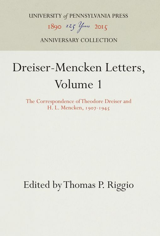 Produktbild: Dreiser-Mencken Letters, Volume 1