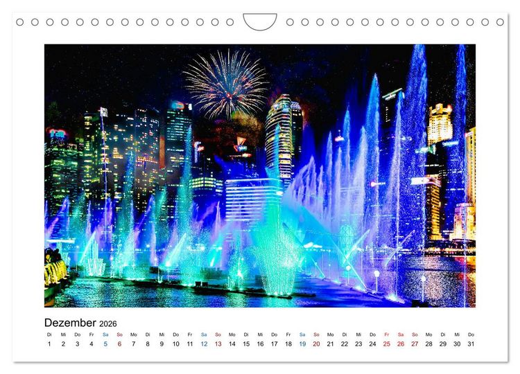 Produktbild: Singapur - Asiatische Metropole bei Nacht (Wandkalender 2026 DIN A4 quer), CALVENDO Monatskalender
