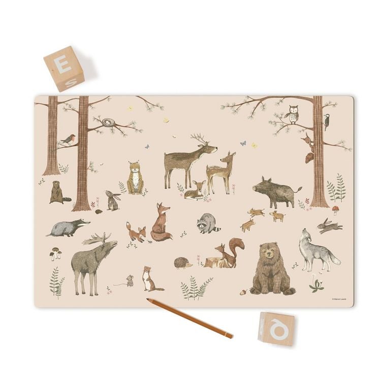 Produktbild: Scriptum Schreibtischunterlage f&uuml;r Kinder Waldtiere Woodland rose - 60 x 40 cm, aus premium Vinyl