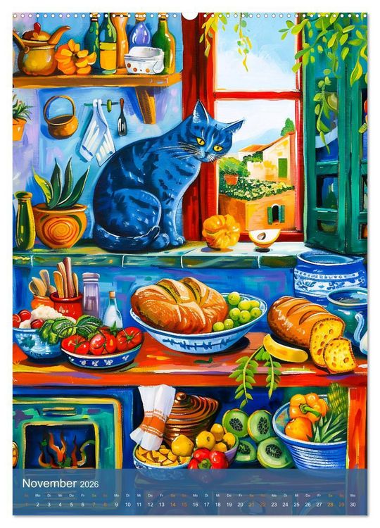 Produktbild: Katzenleben in Farbe - Witzige Szenen aus dem Katzenalltag (hochwertiger Premium Wandkalender 2026 DIN A2 hoch), Kunstdruck in Hochglanz