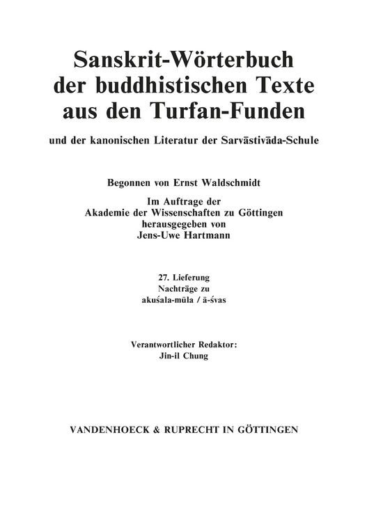 Produktbild: Sanskrit-W&ouml;rterbuch der buddhistischen Texte aus den Turfan-Funden. Lieferung 27