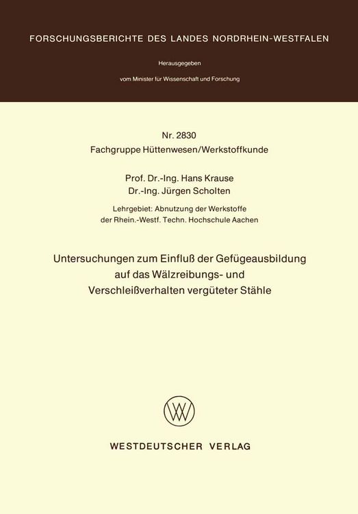 Produktbild: Untersuchungen zum Einflu&szlig; der Gef&uuml;geausbildung auf das W&auml;lzreibungs- und Verschlei&szlig;verhalten verg&uuml;teter St&auml;hle