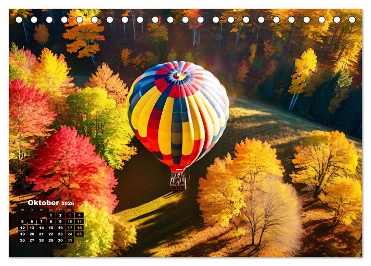 Produktbild: Freiheit in den L&uuml;ften . Mit dem Hei&szlig;luftballon unterwegs (Tischkalender 2026 DIN A5 quer), CALVENDO Monatskalender