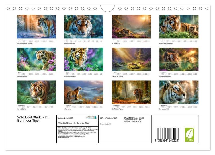 Produktbild: Wild.Edel.Stark. - Im Bann der Tiger (Wandkalender 2027 DIN A4 quer), CALVENDO Monatskalender