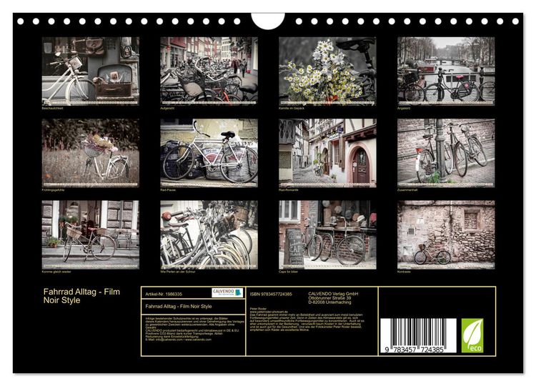 Produktbild: Fahrrad Alltag - Film Noir Style (Wandkalender 2026 DIN A4 quer), CALVENDO Monatskalender