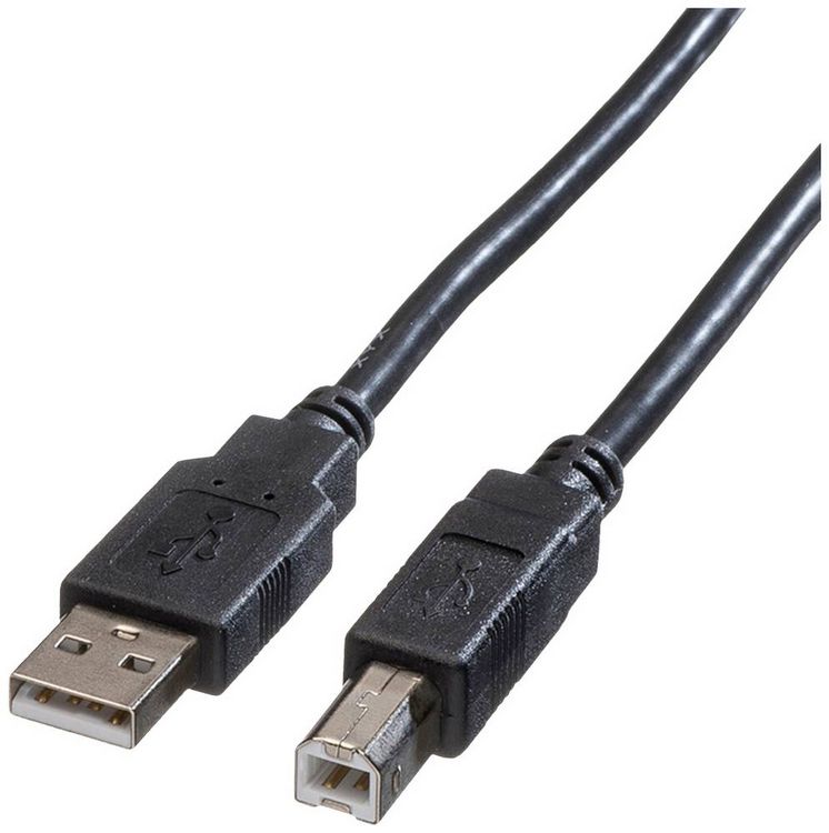 Produktbild: Roline USB-Kabel USB 2.0 USB-A Stecker, USB-B Stecker 1.80m Schwarz Geschirmt 11.02.8818