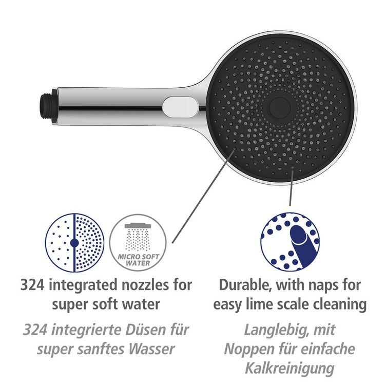 Produktbild: Duschsystem Mod. Softwater Chrom, einfacher Anschluss an bestehende Armatur oder Wandanschlussbogen