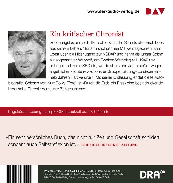 Produktbild: Durch die Erde ein Riss &ndash; Ein Lebenslauf