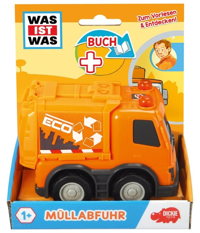 Produktbild: WAS IST WAS Dickie Toys Müllabfuhr. Set (Fahrzeug + Buch)