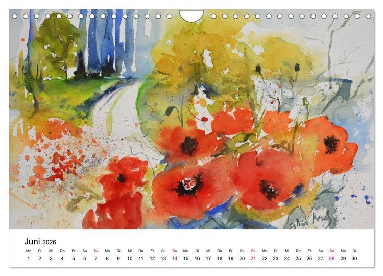 Produktbild: Mit Aquarellen durch das Jahr (Wandkalender 2026 DIN A4 quer), CALVENDO Monatskalender