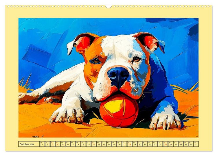 Produktbild: Pit Bulls und Familie. Bunte Bull Breed Sch&ouml;nheiten (Wandkalender 2026 DIN A2 quer), CALVENDO Monatskalender