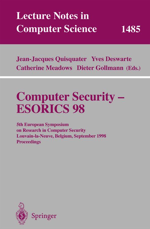 Produktbild: Computer Security - ESORICS 98