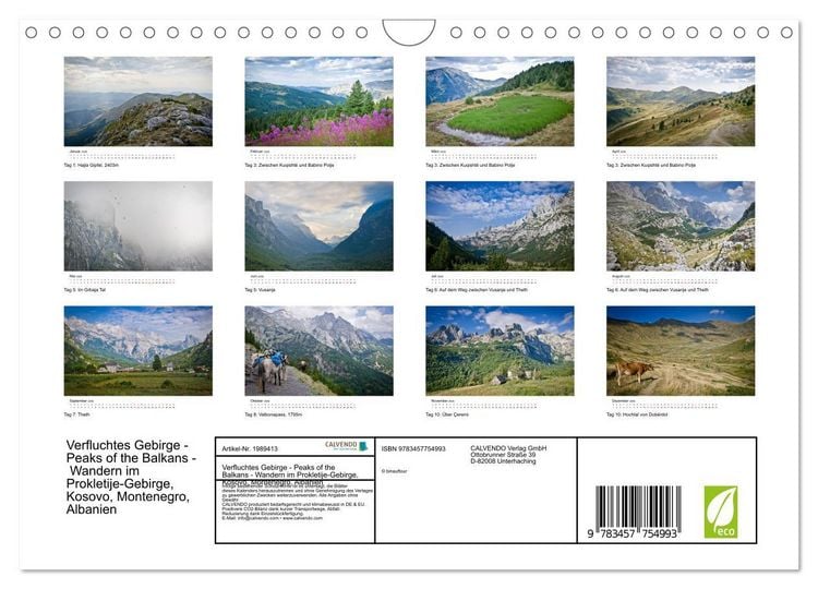 Produktbild: Verfluchtes Gebirge - Peaks of the Balkans - Wandern im Prokletije-Gebirge, Kosovo, Montenegro, Albanien (Wandkalender 2026 DIN A4 quer), CALVENDO Monatskalender