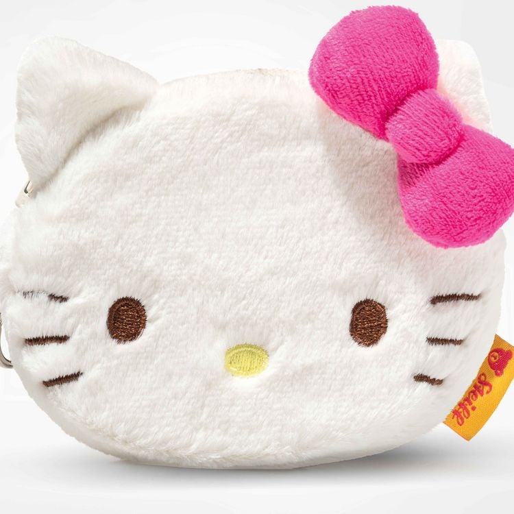 Produktbild: Steiff 024801 - Hello Kitty Geldbeutel, wei&szlig;/pink, Pl&uuml;sch, 10 cm