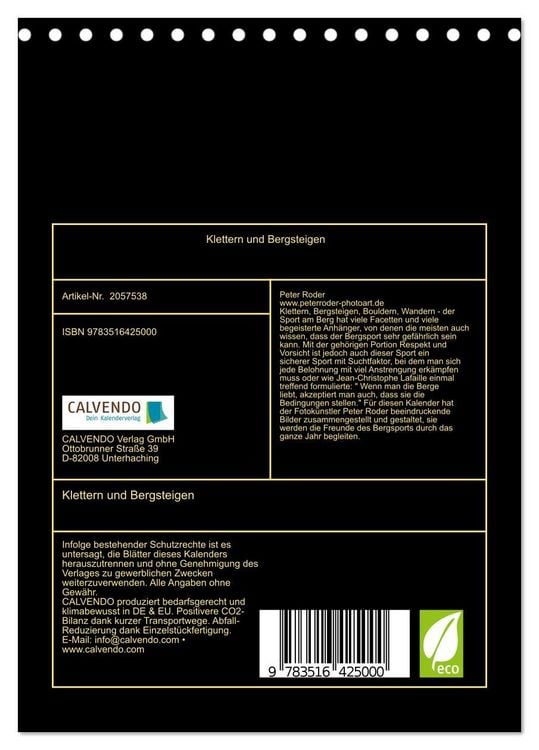 Produktbild: Klettern und Bergsteigen (Tischkalender 2026 DIN A5 hoch), CALVENDO Monatskalender