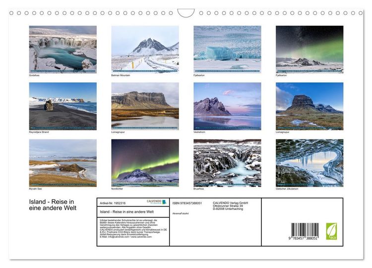 Produktbild: Island - Reise in eine andere Welt (Wandkalender 2026 DIN A3 quer), CALVENDO Monatskalender