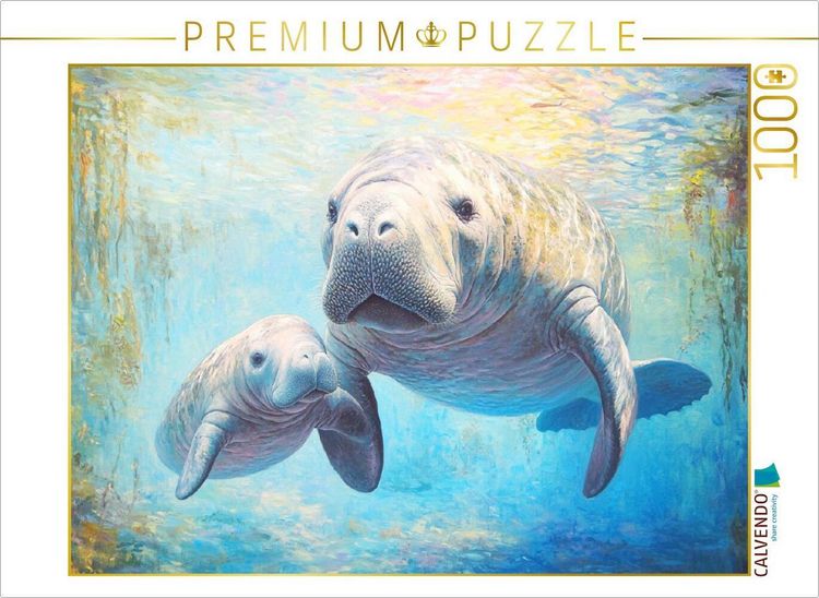 Produktbild: CALVENDO Puzzle Manatee mit Baby | 1000 Teile Lege-Gr&ouml;&szlig;e 64x48cm Foto-Puzzle f&uuml;r gl&uuml;ckliche Stunden