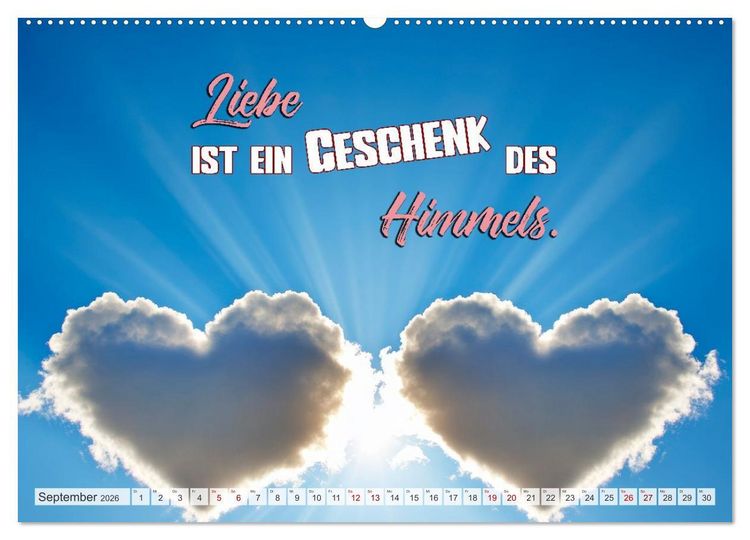Produktbild: HERZENSSACHE Liebe und Dankbarkeit schenken (Wandkalender 2026 DIN A2 quer), CALVENDO Monatskalender