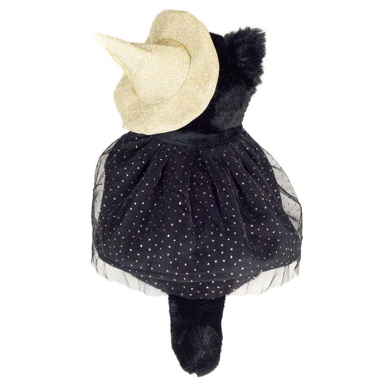 Produktbild: Teddy Hermann 94613 - Halloween Katze mit Hexenhut und Umhang, schwarz, Pl&uuml;sch, 20 cm