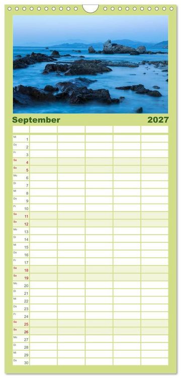 Produktbild: Familienplaner 2027 - Korsika - raue Sch&ouml;nheit mit 5 Spalten (Wandkalender, 21 x 45 cm) CALVENDO