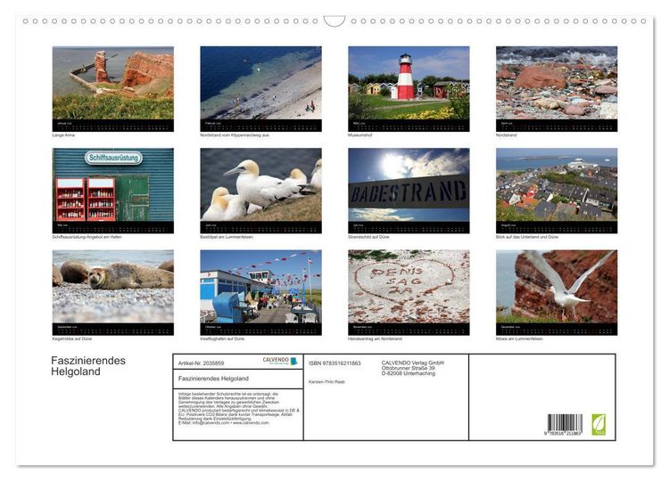 Produktbild: Faszinierendes Helgoland (Wandkalender 2026 DIN A2 quer), CALVENDO Monatskalender