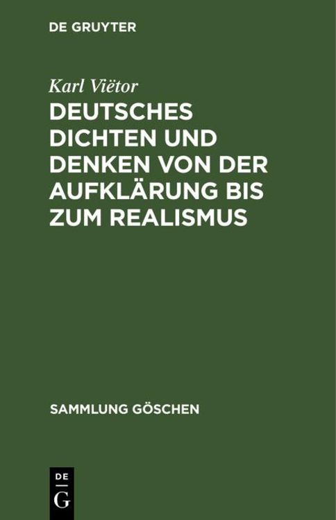 Produktbild: Deutsches Dichten und Denken von der Aufkl&auml;rung bis zum Realismus