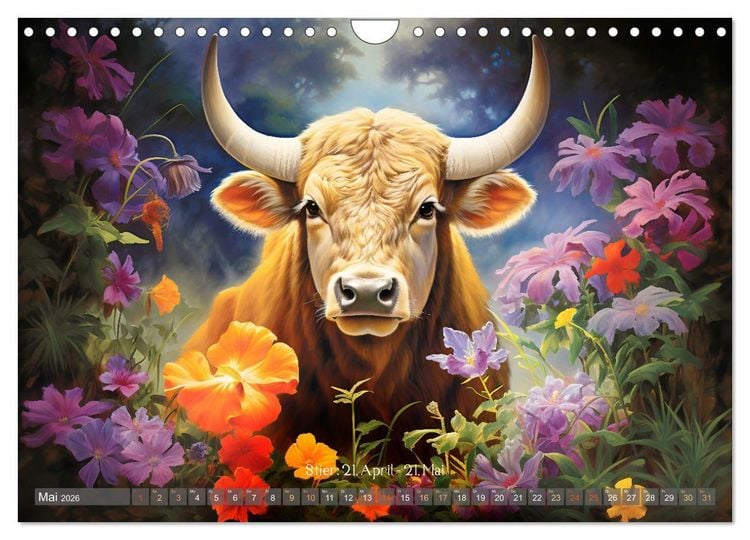 Produktbild: Sternzeichen-Kalender - Galaktische Portr&auml;ts mit Datum (Wandkalender 2026 DIN A4 quer), CALVENDO Monatskalender