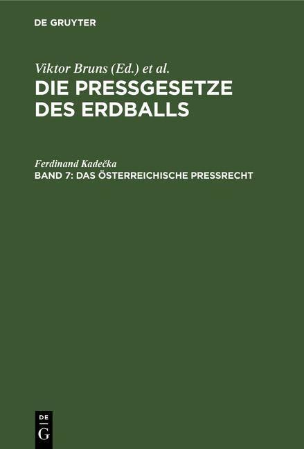 Produktbild: Das &ouml;sterreichische Pre&szlig;recht