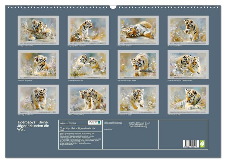 Produktbild: Tigerbabys. Kleine J&auml;ger erkunden die Welt (Wandkalender 2027 DIN A2 quer), CALVENDO Monatskalender