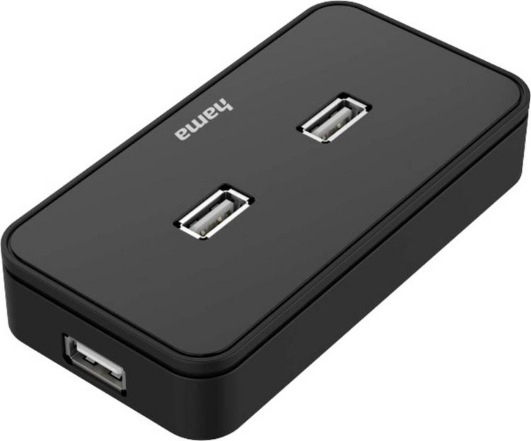 Produktbild: Hama 00200123 USB-Hub 7 Port USB-A USB 2.0 480 MBit/s Schwarz