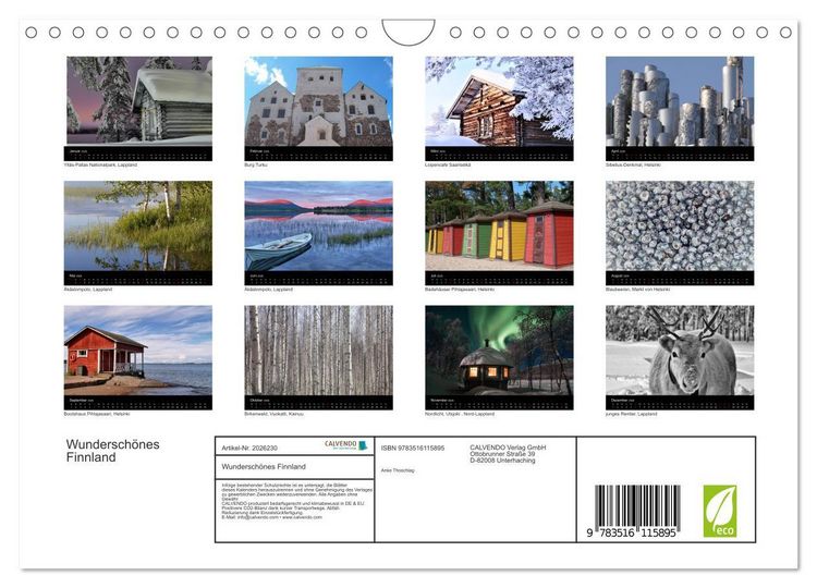 Produktbild: Wundersch&ouml;nes Finnland (Wandkalender 2026 DIN A4 quer), CALVENDO Monatskalender