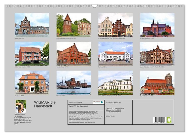 Produktbild: WISMAR die Hanststadt (Wandkalender 2026 DIN A2 quer), CALVENDO Monatskalender