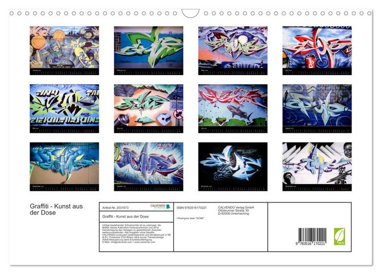 Produktbild: Graffiti - Kunst aus der Dose (Wandkalender 2026 DIN A3 quer), CALVENDO Monatskalender